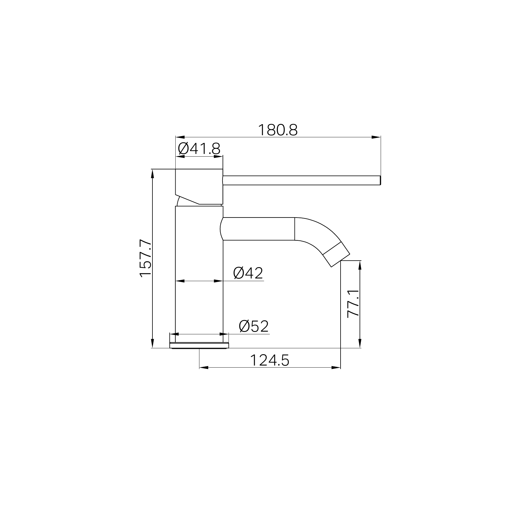 Nero Mecca Care Basin Mixer Extended Lever Matte Black