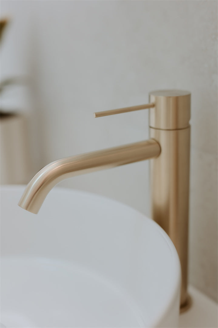 Nero Mecca Mid Tall Basin Mixer Brushed Gold