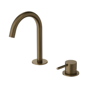 Nero Mecca Hob Basin Mixer Set Arc Spout Tumbled Antique Brass