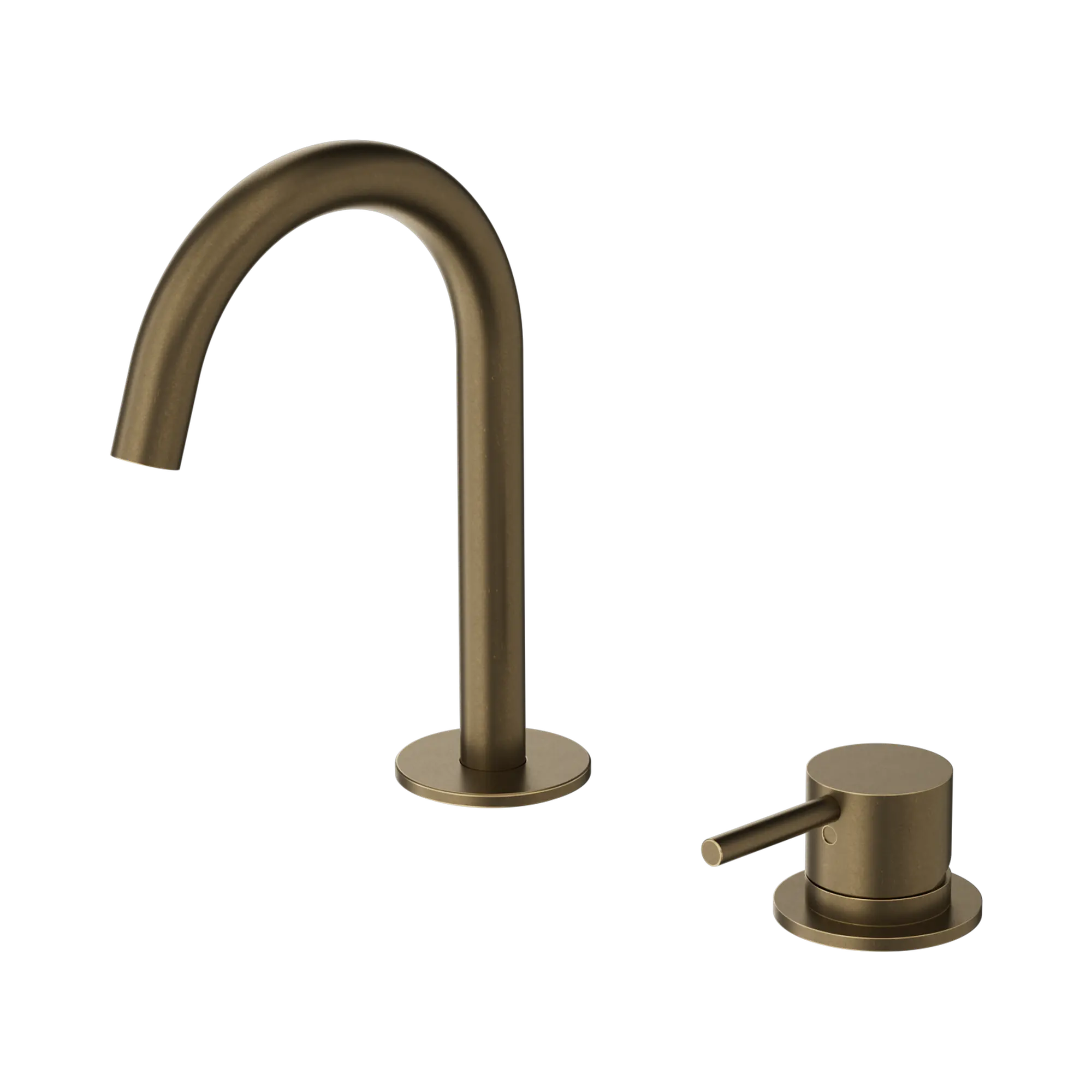 Nero Mecca Hob Basin Mixer Set Arc Spout Tumbled Antique Brass