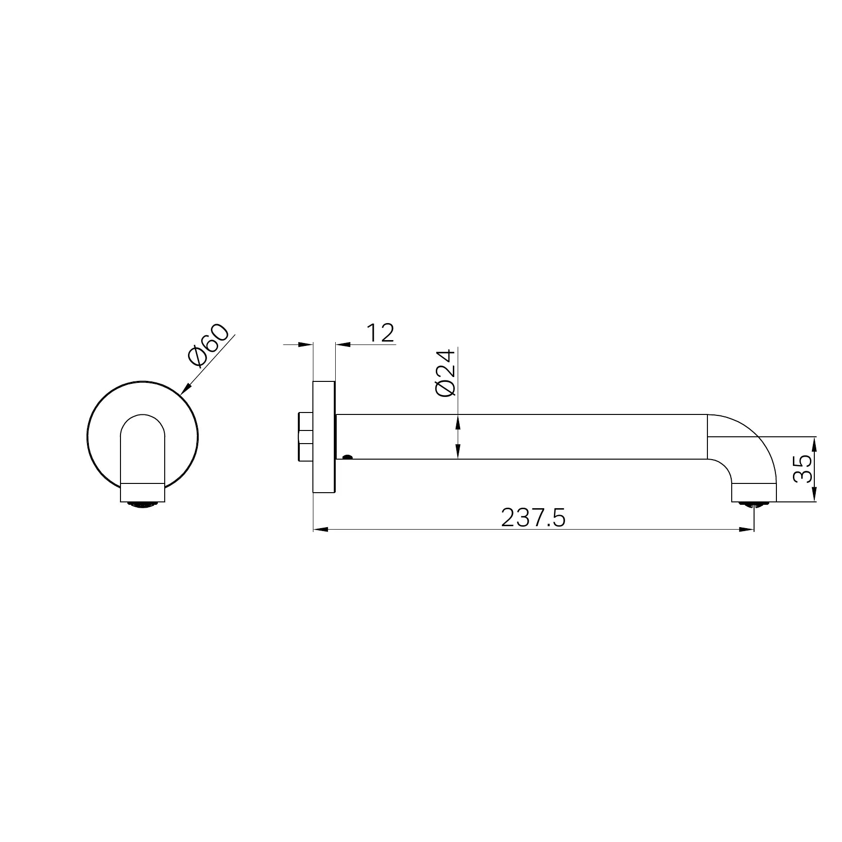 Nero Mecca Basin/Bath Spout Only 230mm II Tumbled Antique Brass