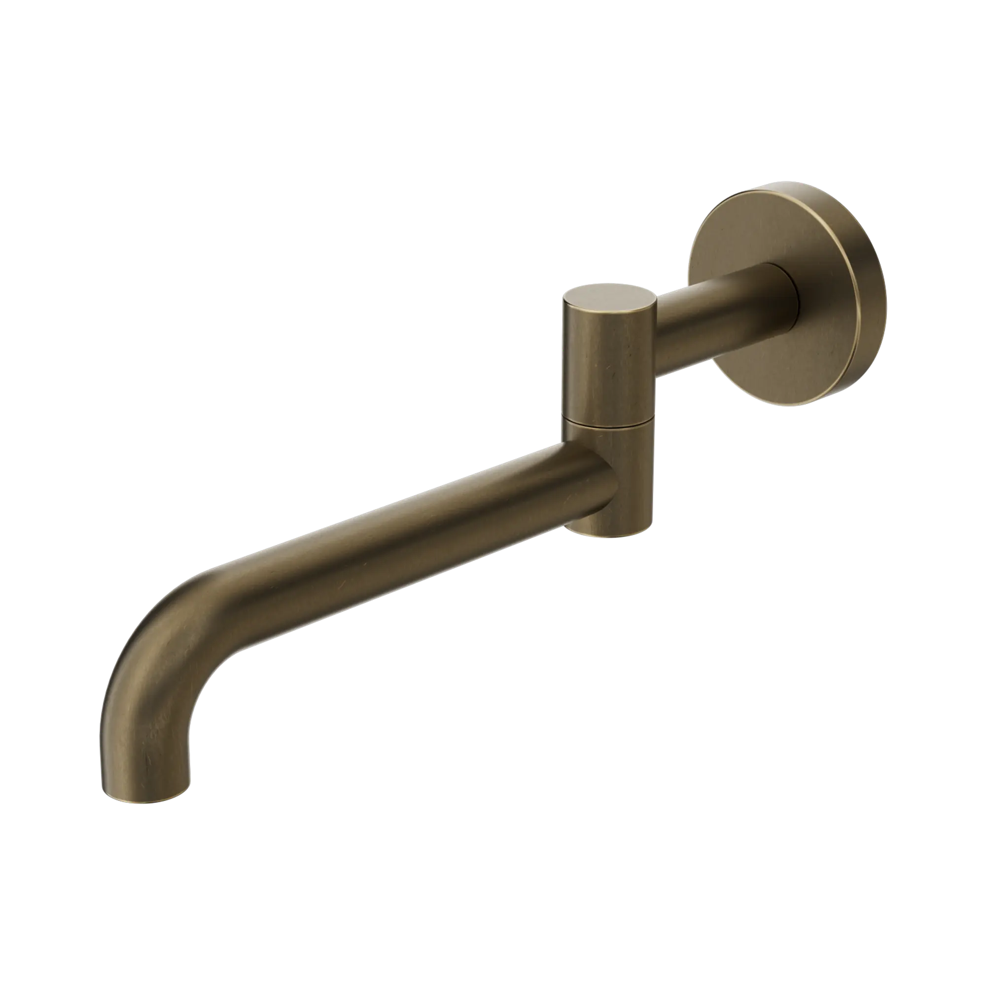 Nero Mecca Wall Mounted Swivel Bath Spout Only 225mm II Tumbled Antique Brass