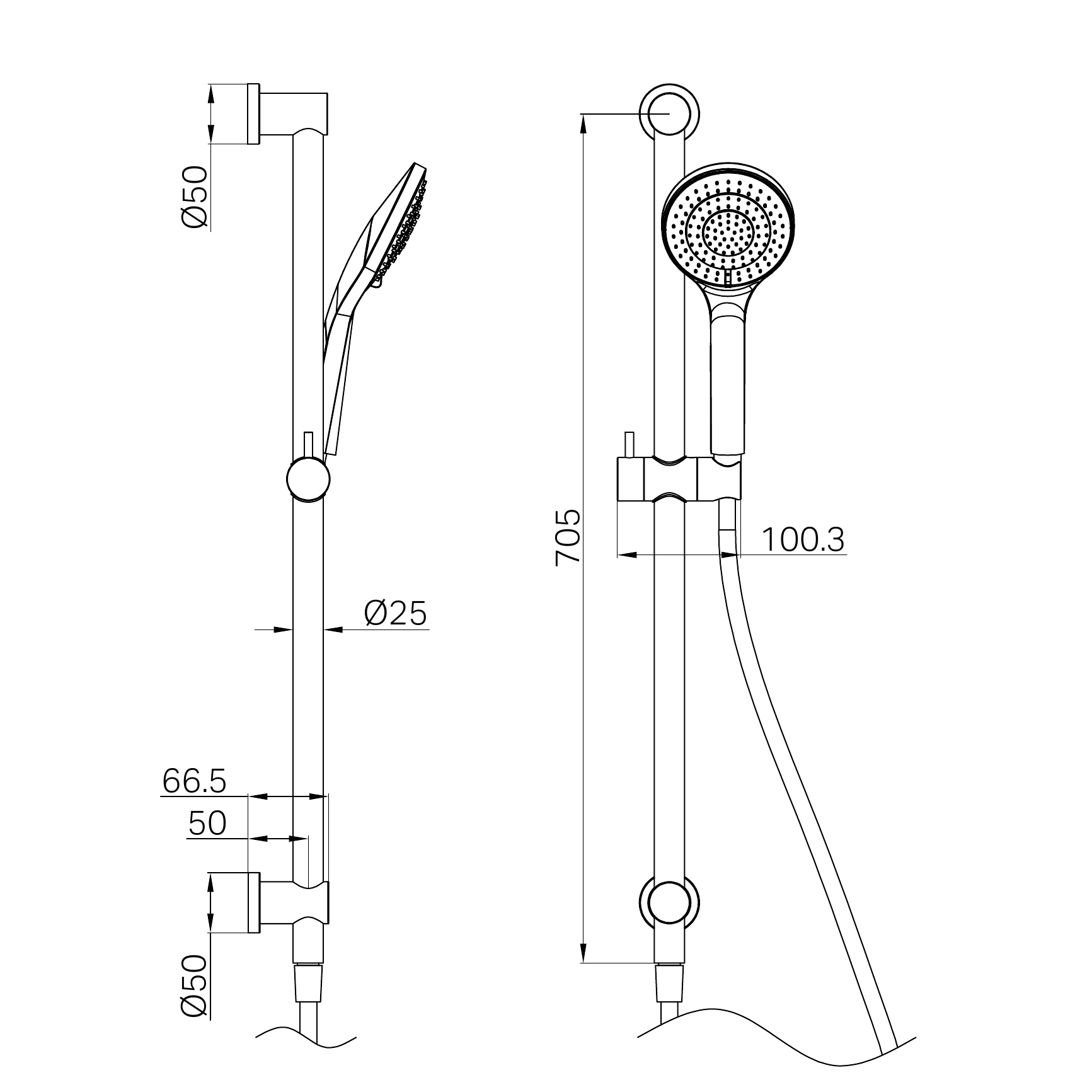 Nero Mecca Shower Rail With Air Shower Brushed Nickel