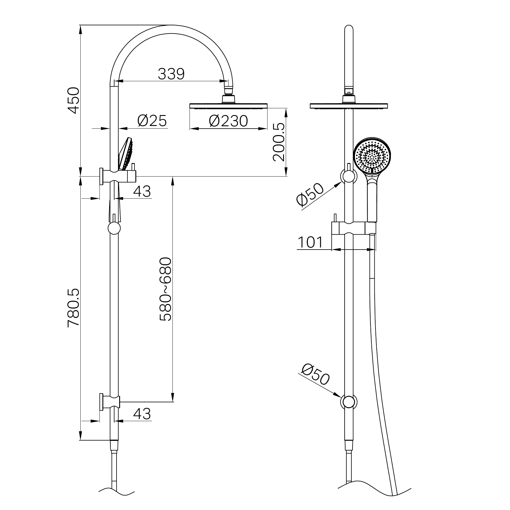 Mecca Twin Shower with Air Shower Matte White