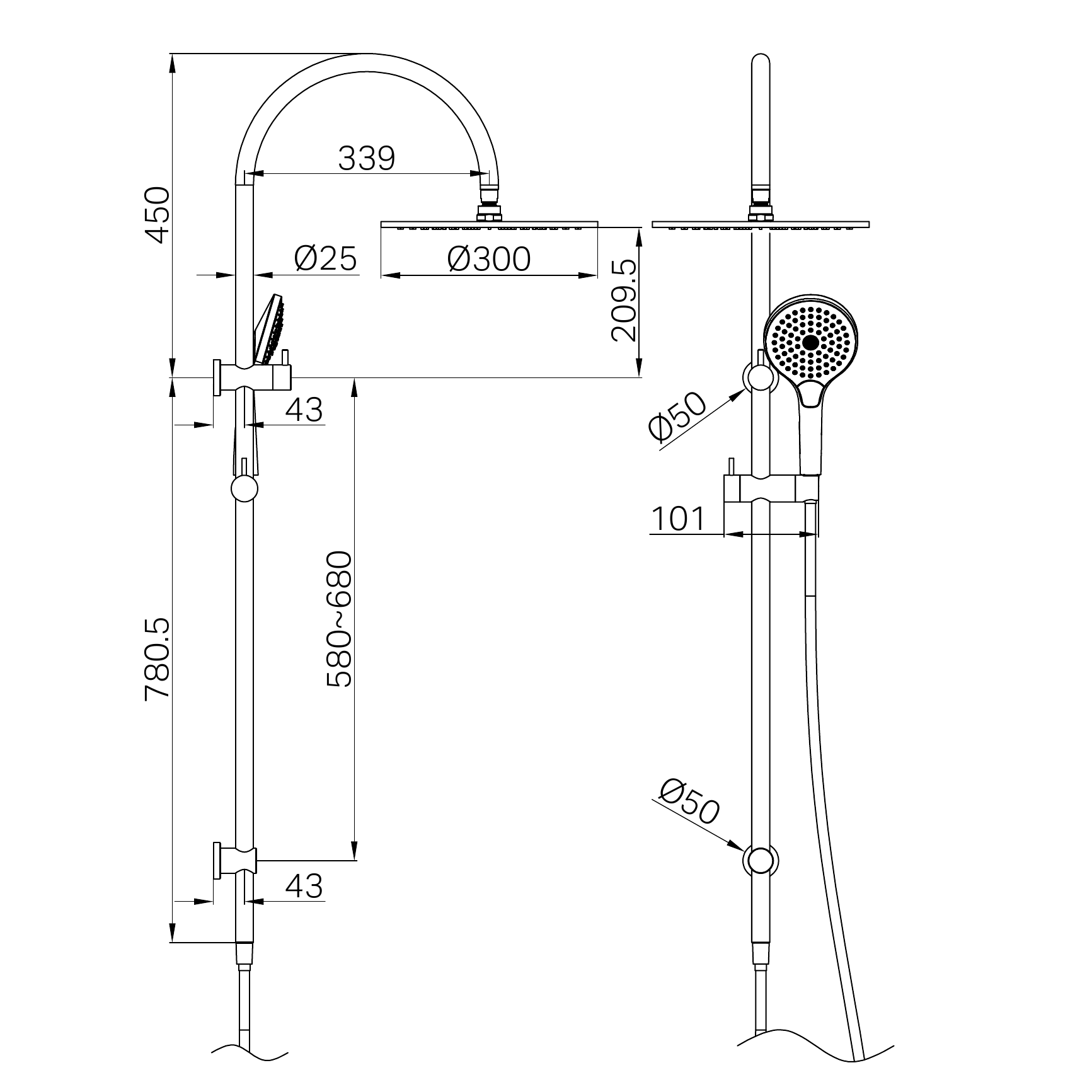 Nero Mecca Twin Shower With Air Shower II Chrome