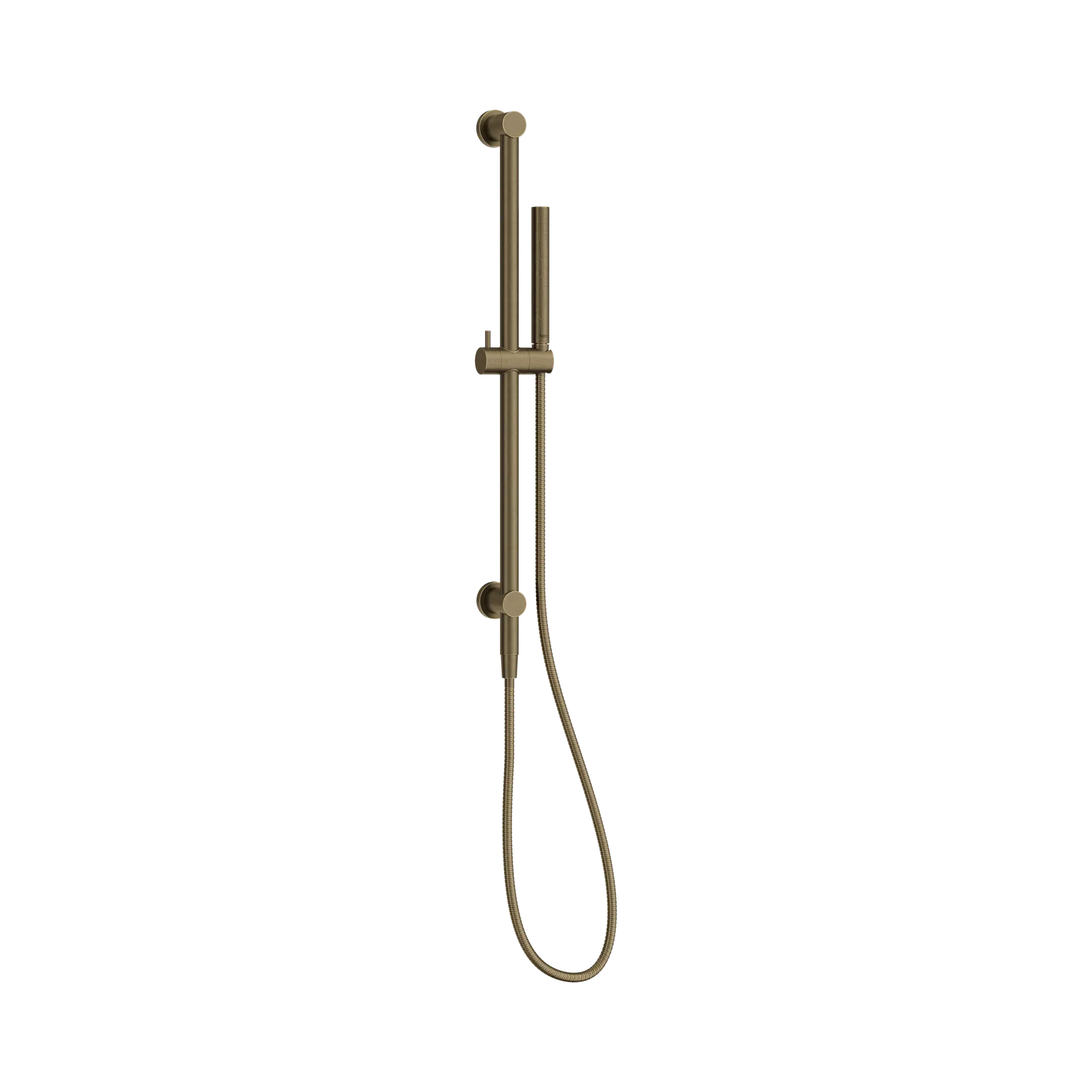 Nero Mecca Shower Rail With Slim Hand Shower Tumbled Antique Brass