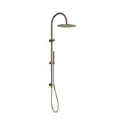 Nero Mecca Twin Shower With Slim Hand Shower Tumbled Antique Brass