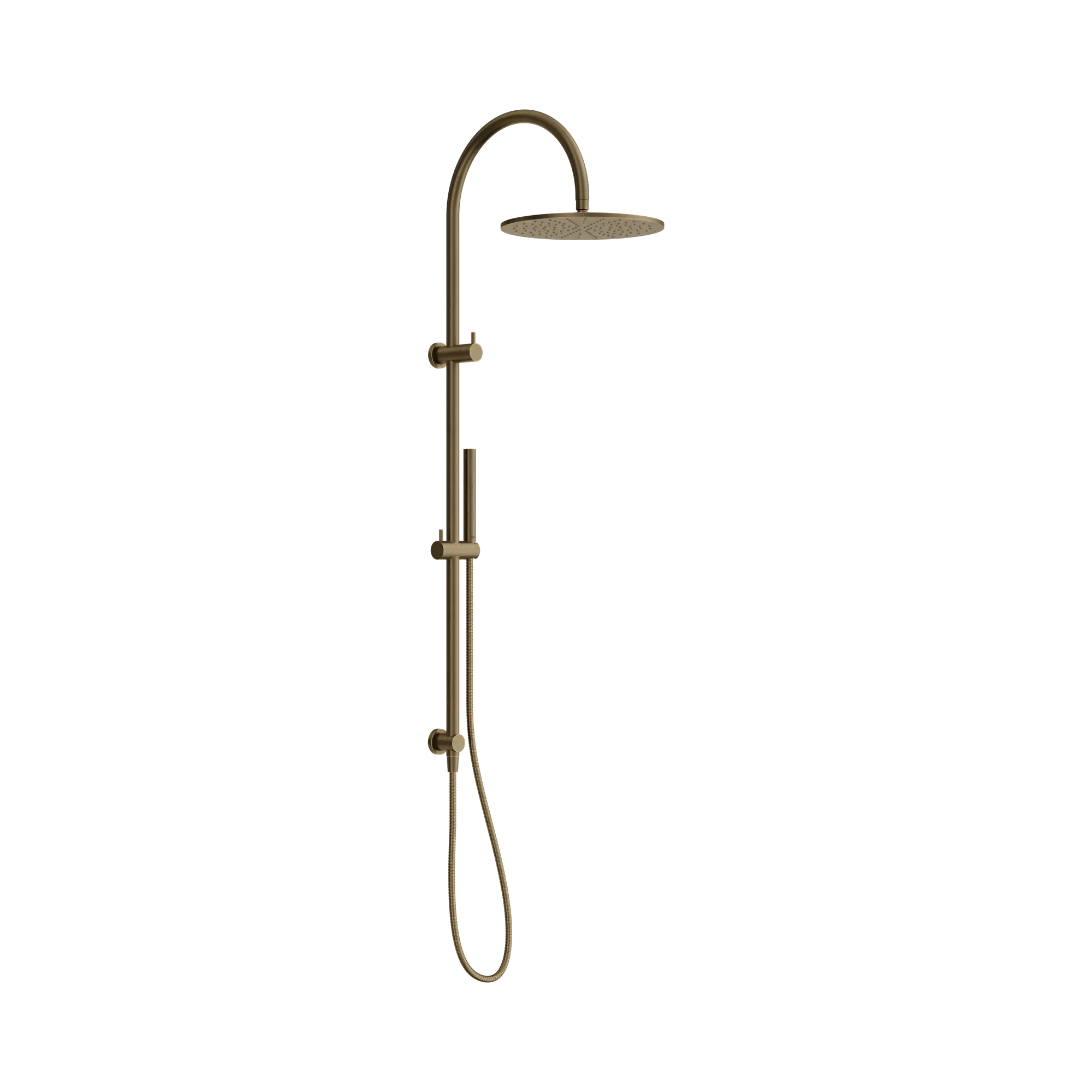 Nero Mecca Twin Shower With Slim Hand Shower Tumbled Antique Brass