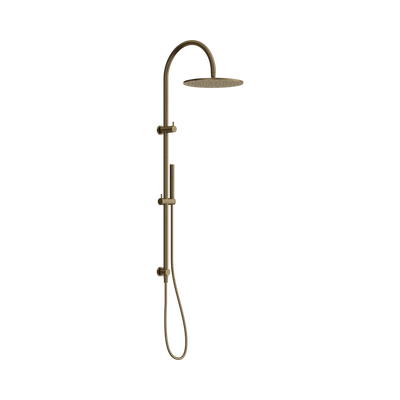 Nero Mecca Twin Shower With Slim Hand Shower Tumbled Antique Brass