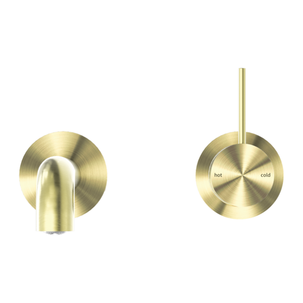 Nero Mecca Wall Basin/Bath Mixer Handle Up Brushed Gold