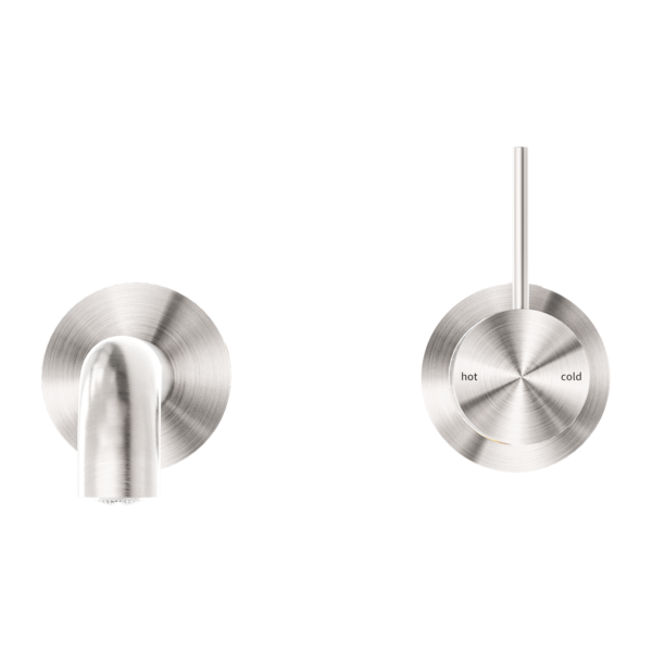 Nero Mecca Wall Basin/Bath Mixer Handle Up Brushed Nickel