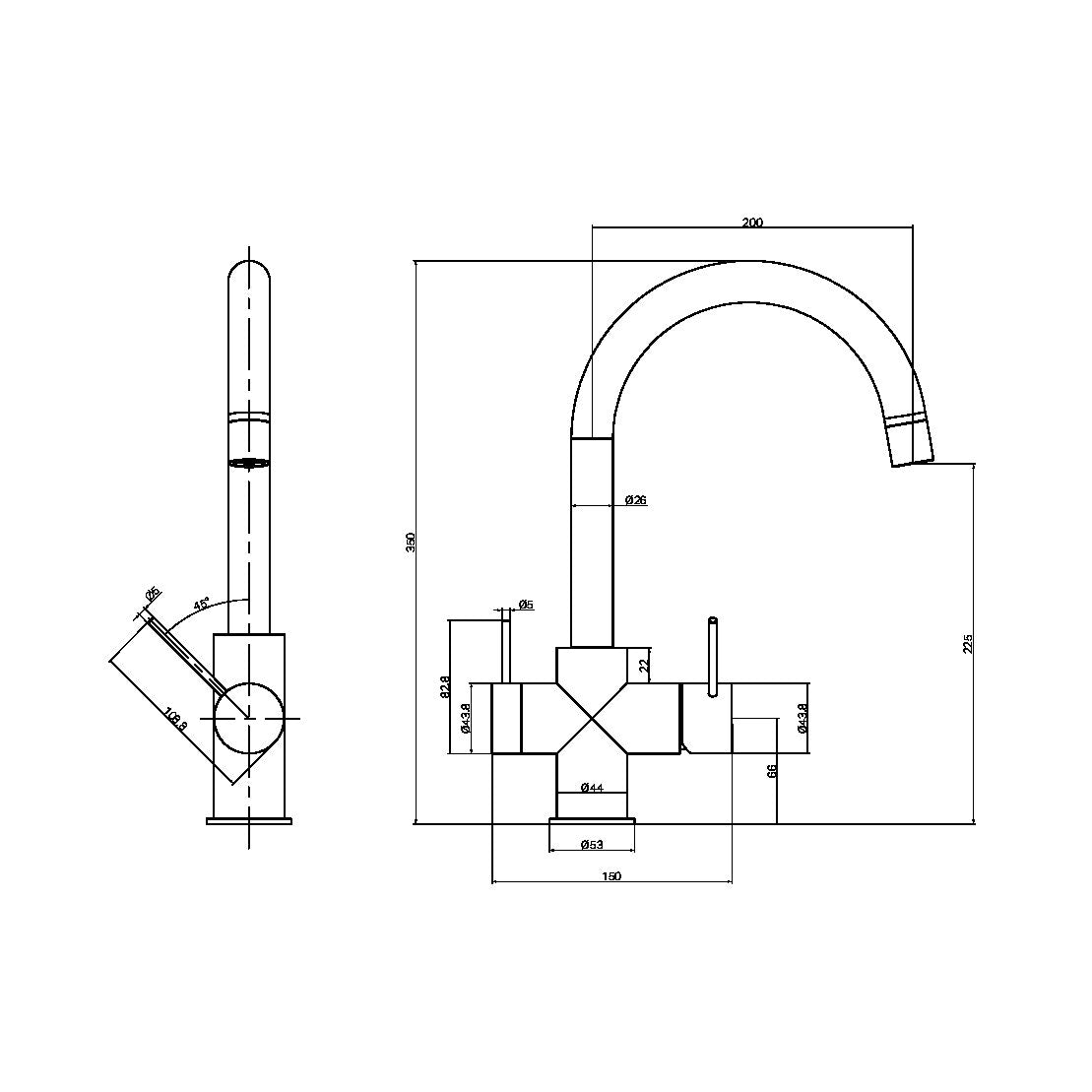Nero Mecca 3 Way Filtered Mixer Tap Gun Metal (NR221907eGM)