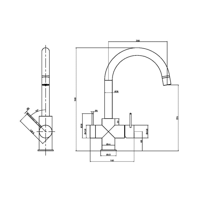 Nero Mecca 3 Way Filtered Mixer Tap Brushed Nickel (NR221907eBN)