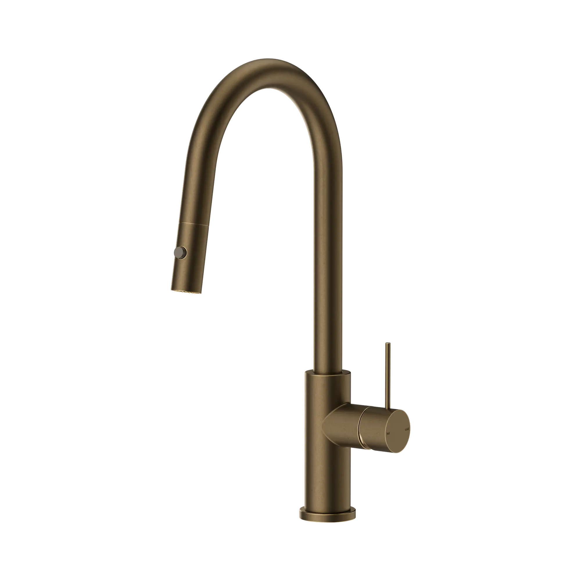 Nero Mecca Pull Out Sink Mixer With Vegie Spray Function Tumbled Antique Brass