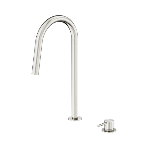 Nero Mecca Hob Mounted Pull Out Sink Mixer Brushed Nickel