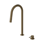 Nero Mecca Hob Mounted Pull Out Sink Mixer Tumbled Antique Brass