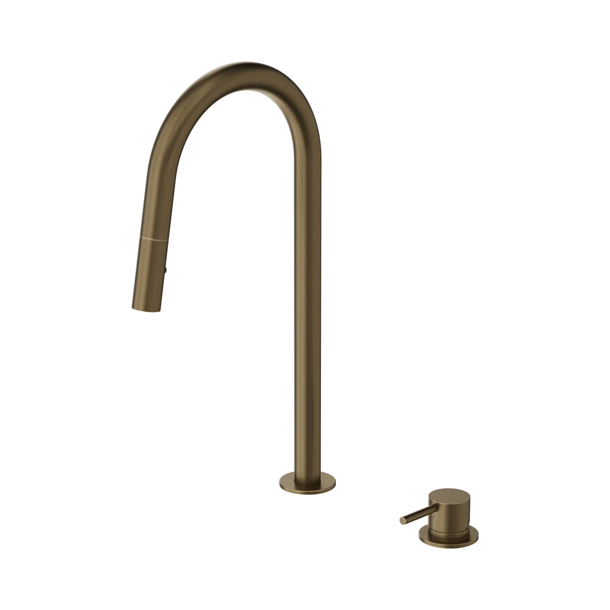 Nero Mecca Hob Mounted Pull Out Sink Mixer Tumbled Antique Brass