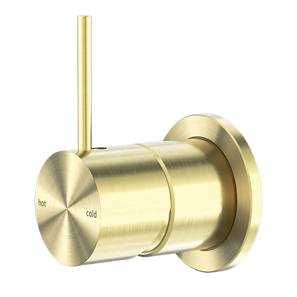 Nero Mecca Shower / Basin Wall Mixer 60mm Plate Handle Up Brushed Gold