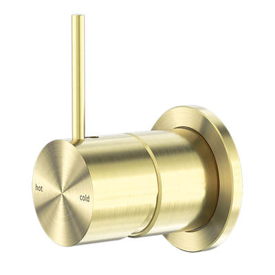 Nero Mecca Shower / Basin Wall Mixer 60mm Plate Handle Up Brushed Gold