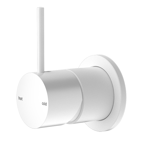 Nero Mecca Shower / Basin Wall Mixer 60mm Plate Handle Up Matte White