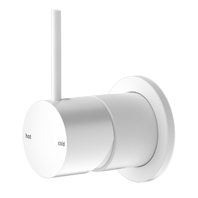 Nero Mecca Shower / Basin Wall Mixer 60mm Plate Handle Up Matte White