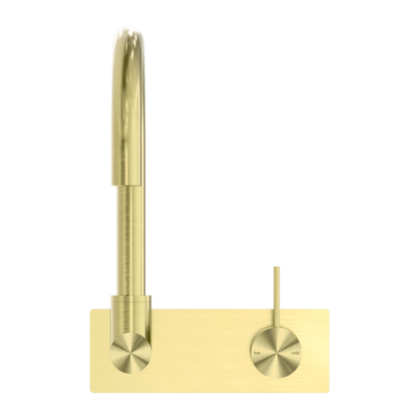Nero Wall Basin/Bath Swivel Spout Handle Up Brushed Gold