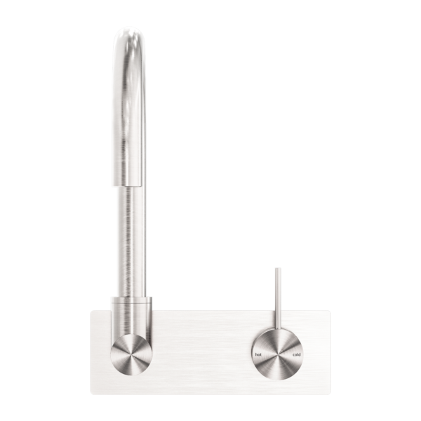 Nero Wall Basin/Bath Swivel Spout Handle Up Brushed Nickel