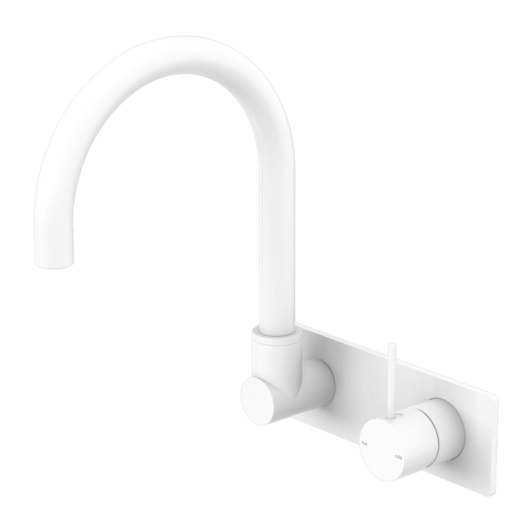 Nero Wall Basin/Bath Swivel Spout Handle Up Matte White