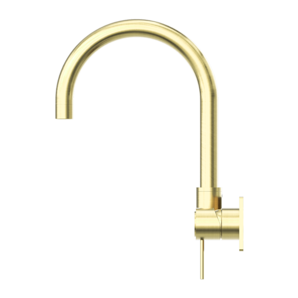 Nero Mecca Wall Basin/Bath Mixer Swivel Spout Handle Down Brushed Gold
