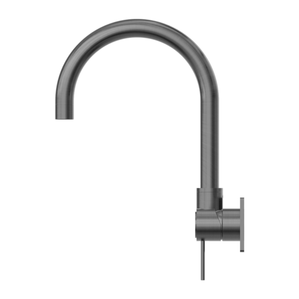 Nero Mecca Wall Basin/Bath Mixer Swivel Spout Handle Down Gun Metal