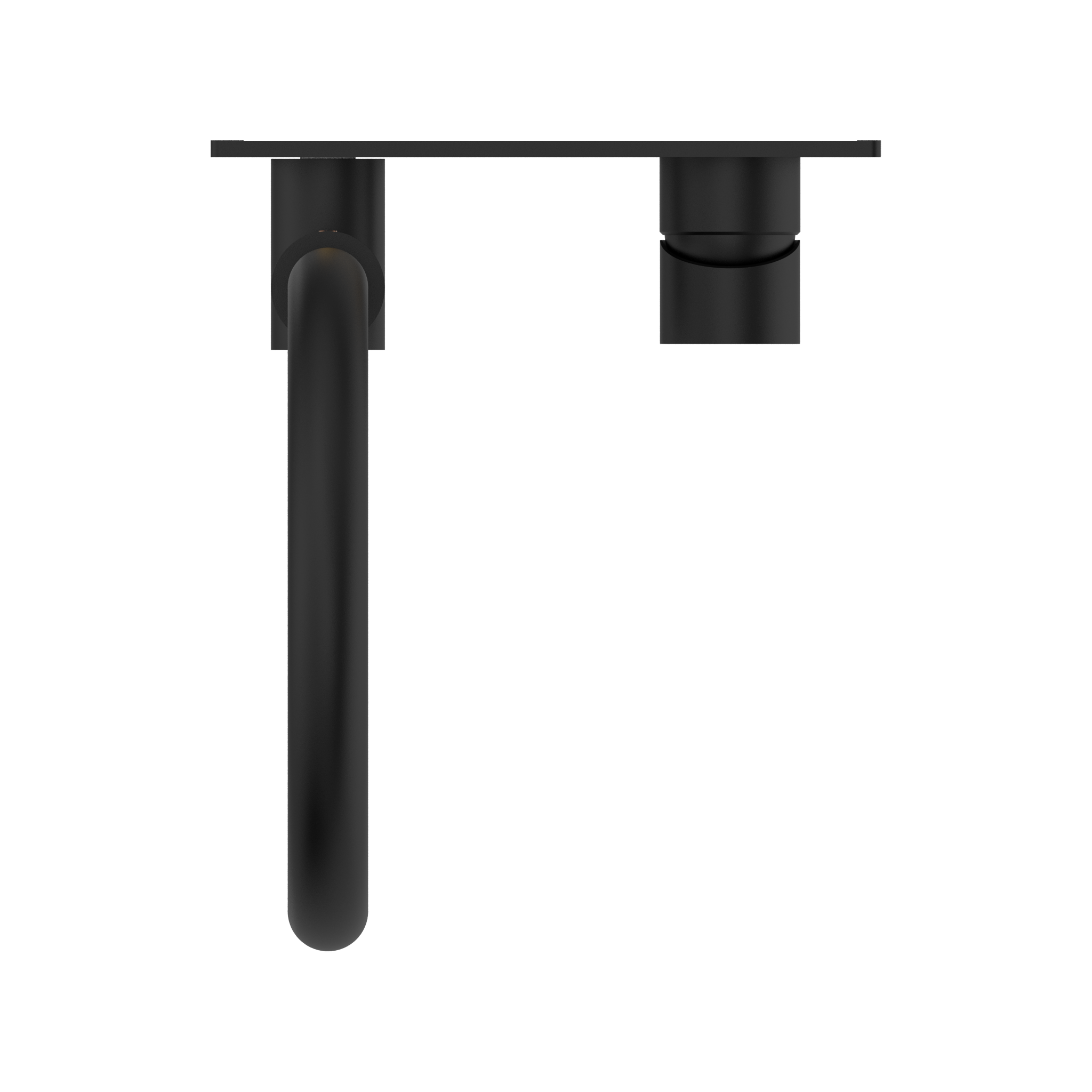 Nero Mecca Wall Basin/Bath Mixer Swivel Spout Handle Down Matte Black