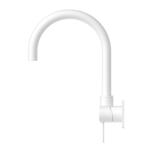 Nero Mecca Wall Basin/Bath Mixer Swivel Spout Handle Down Matte White