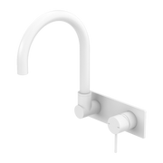 Nero Mecca Wall Basin/Bath Mixer Swivel Spout Handle Down Matte White