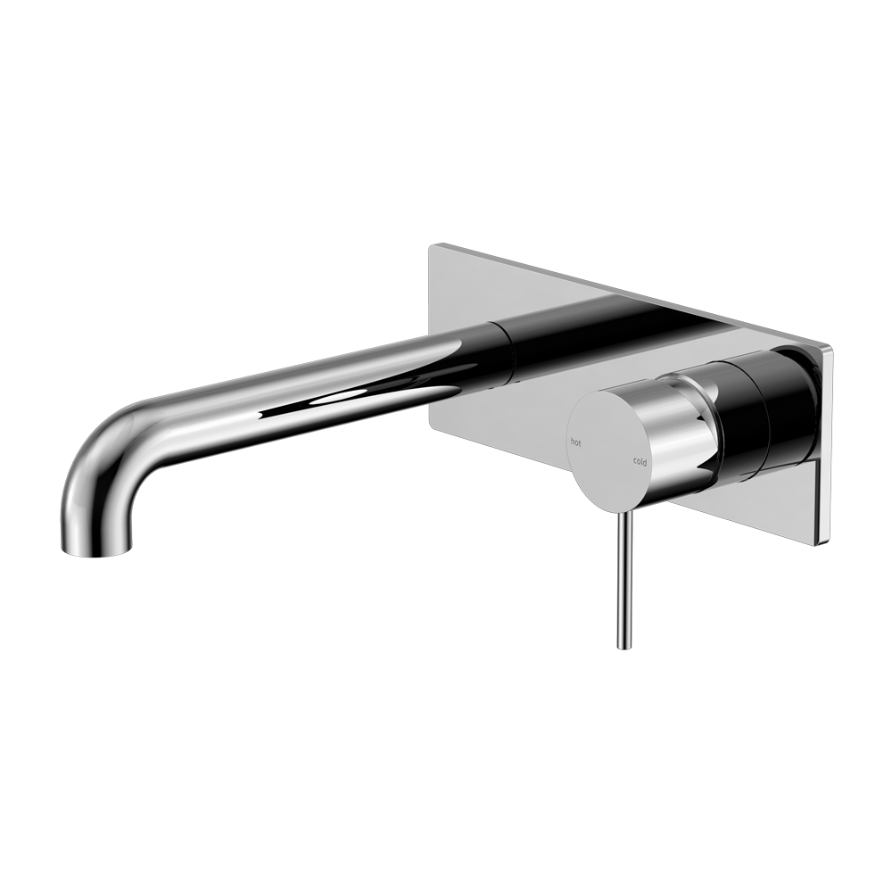 Nero Mecca Wall Basin/Bath Mixer On Backing Plate Chrome