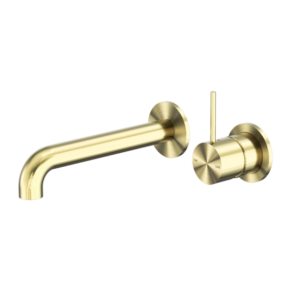 Nero Mecca Wall Basin/Bath Mixer Handle Up Brushed Gold