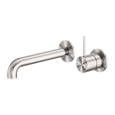 Nero Mecca Wall Basin/Bath Mixer Handle Up Brushed Nickel