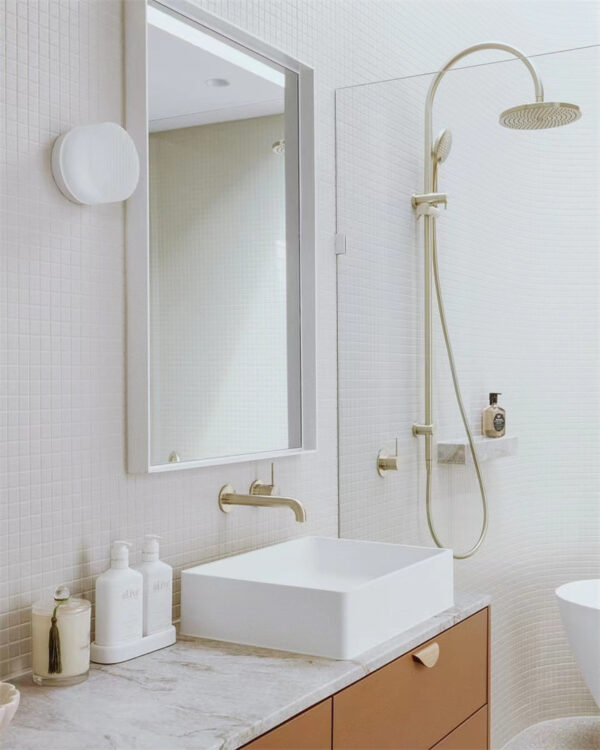 Nero Mecca Wall Basin/Bath Mixer Handle Up Brushed Gold