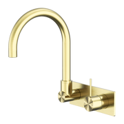 Nero Wall Basin/Bath Swivel Spout Handle Up Brushed Gold