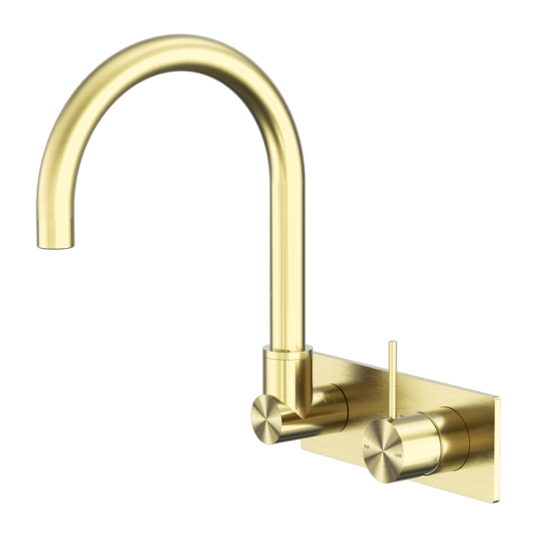 Nero Wall Basin/Bath Swivel Spout Handle Up Brushed Gold