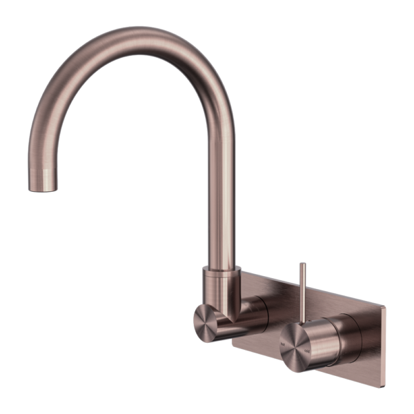 Nero Wall Basin/Bath Swivel Spout Handle Up Brushed Bronze