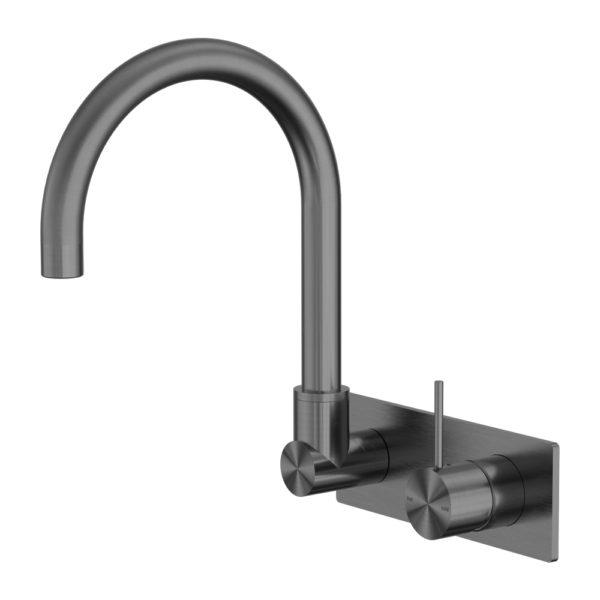 Nero Wall Basin/Bath Swivel Spout Handle Up Gun Metal