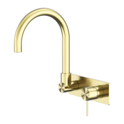 Nero Mecca Wall Basin/Bath Mixer Swivel Spout Handle Down Brushed Gold