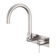 Nero Mecca Wall Basin/Bath Mixer Swivel Spout Handle Down Brushed Nickel