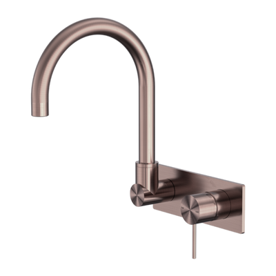 Nero Mecca Wall Basin/Bath Mixer Swivel Spout Handle Down Brushed Bronze