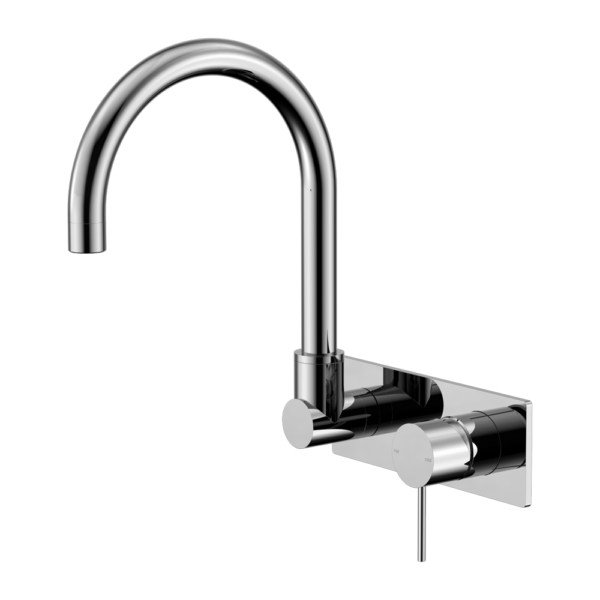 Nero Mecca Wall Basin/Bath Mixer Swivel Spout Handle Down Chrome