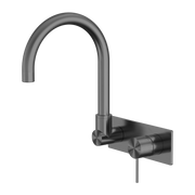 Nero Mecca Wall Basin/Bath Mixer Swivel Spout Handle Down Gun Metal