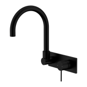 Nero Mecca Wall Basin/Bath Mixer Swivel Spout Handle Down Matte Black