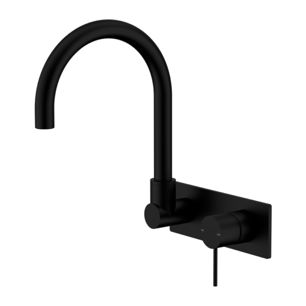 Nero Mecca Wall Basin/Bath Mixer Swivel Spout Handle Down Matte Black