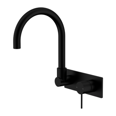 Nero Mecca Wall Basin/Bath Mixer Swivel Spout Handle Down Matte Black