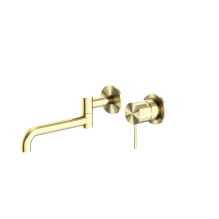 Nero Mecca Wall Basin/Bath Mixer Swivel Spout Set 225mm Brushed Gold